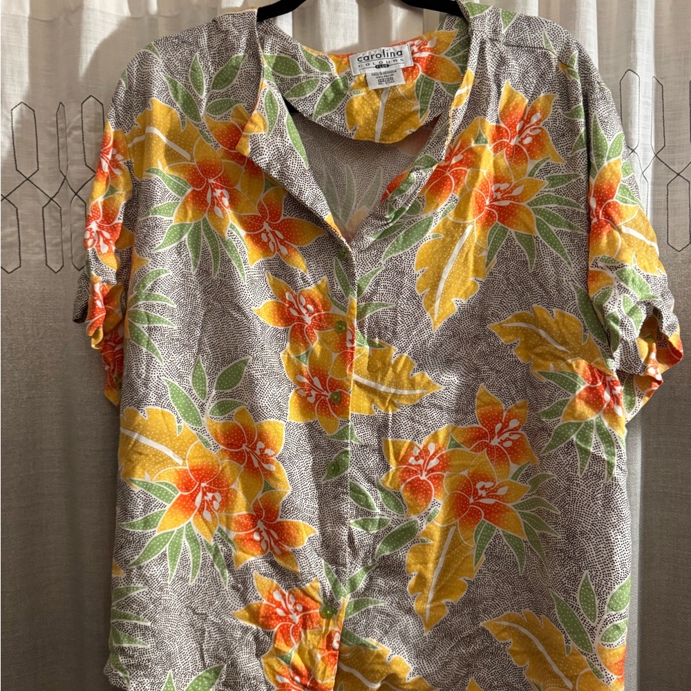 Carolina Men's Floral Tropical Button Down Shirt